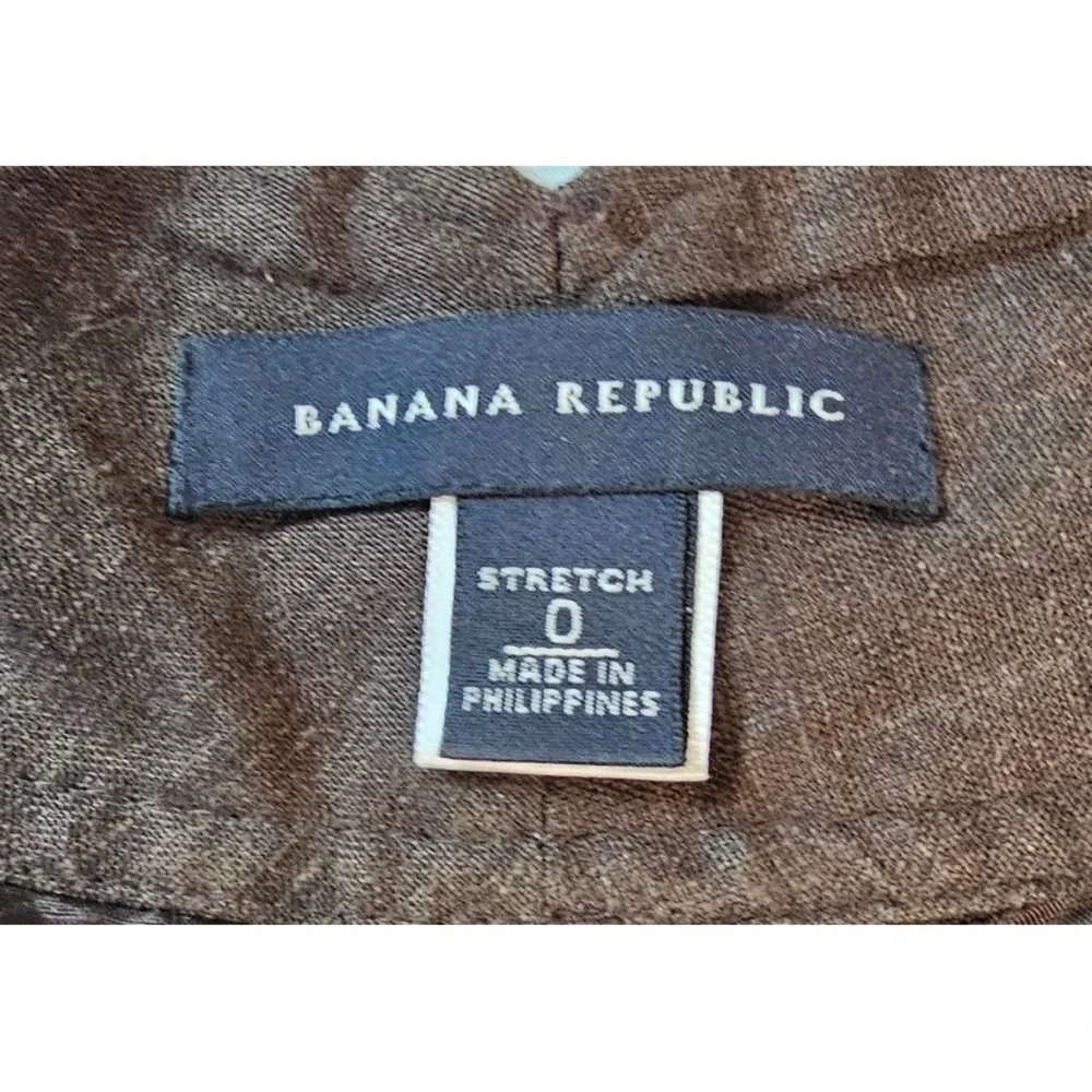 Banana Republic Brown Linen Blend Wide Leg Stretch Trousers Pants Womens Size 0